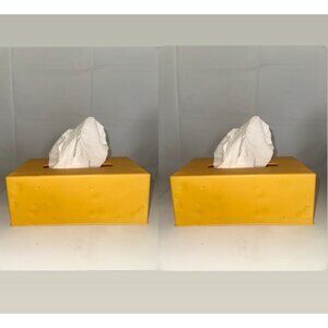 Yellow Cheese Rectangle Tissue Box Cover 2pc New Novelty
